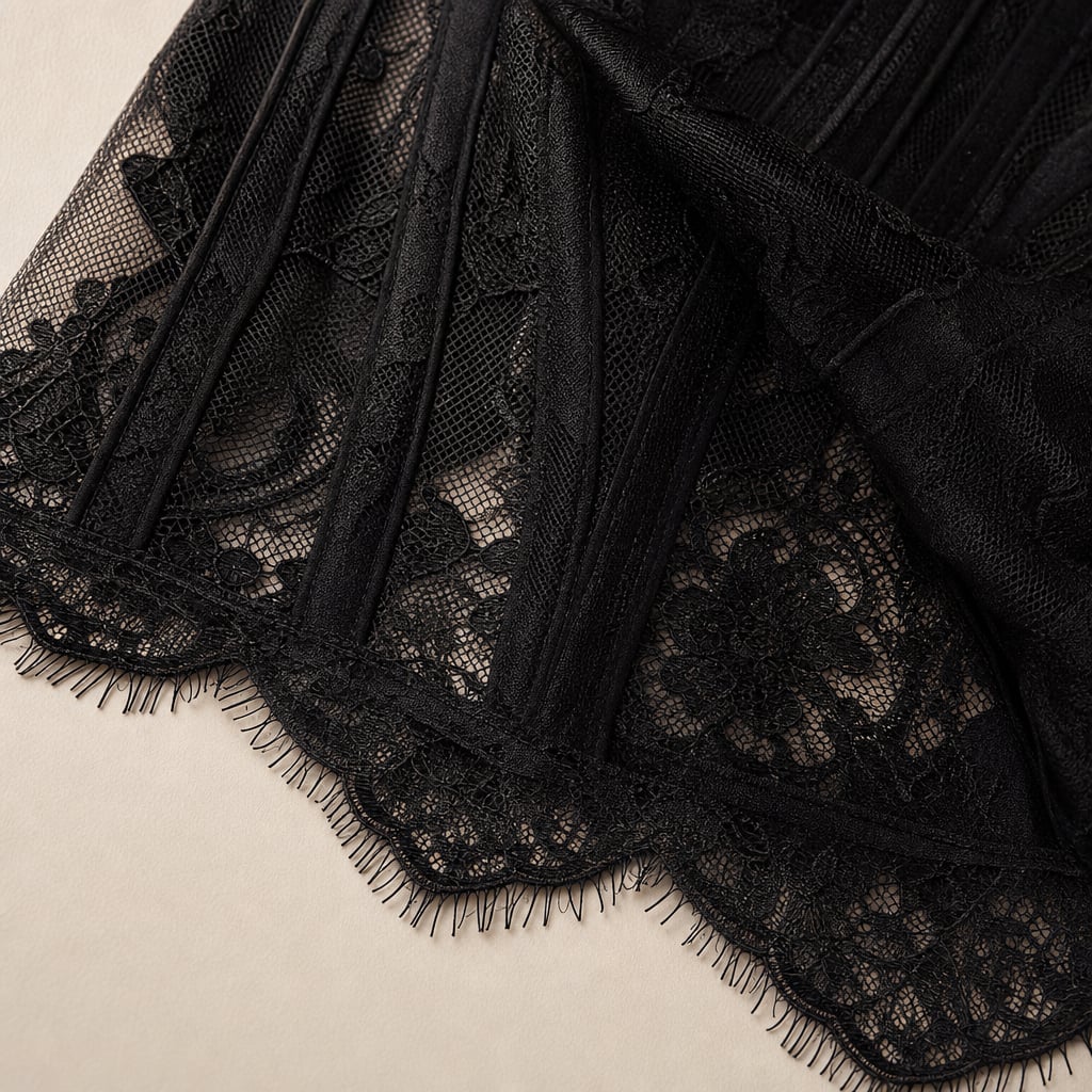 Lace Corset Mini Dress for Women in 4 Colors Black – Fabric and Detail Close-Up