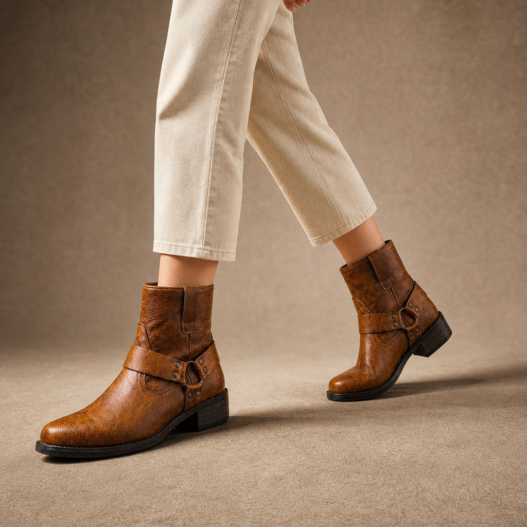 Landon Men's Vintage Leather Boots Brown – Product Photo