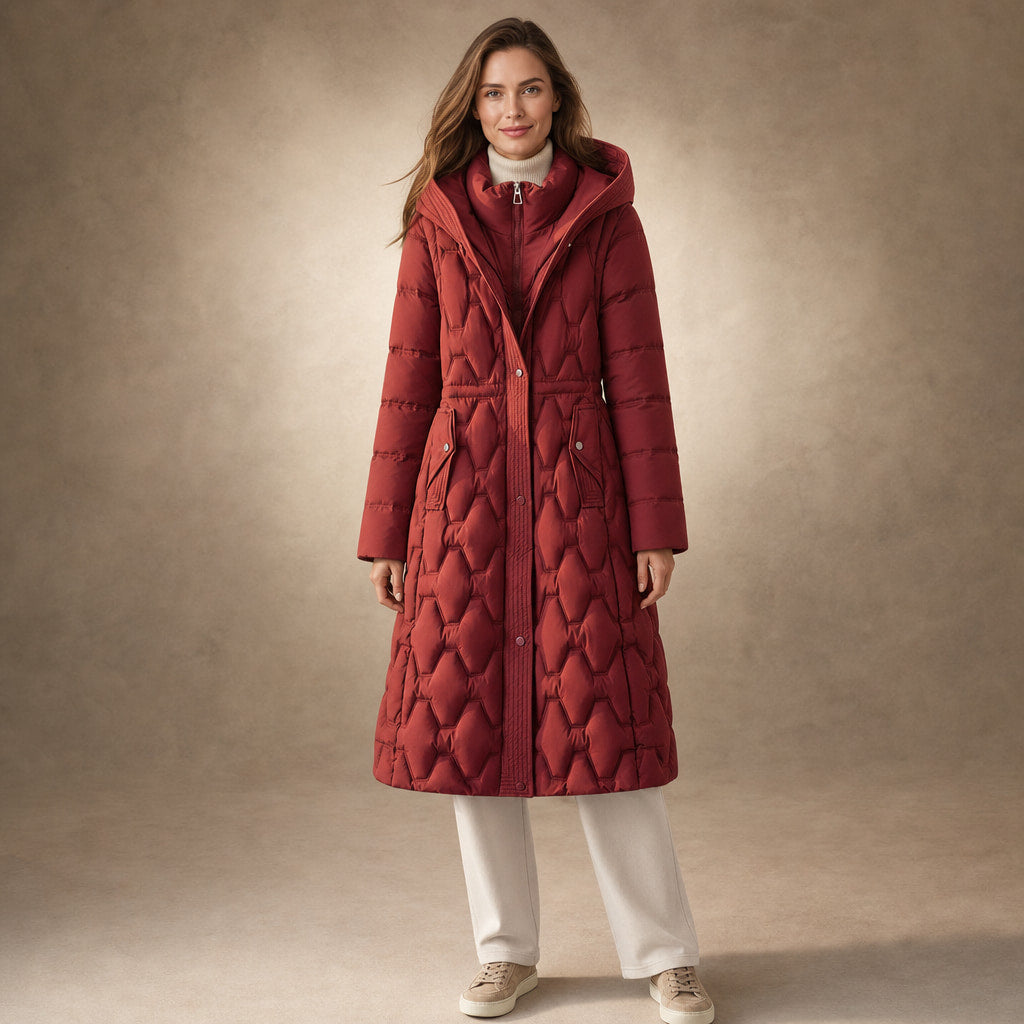 Lauren Quilted Hooded Coat in Rose Red – Mampierimoda Premium Womenswear
