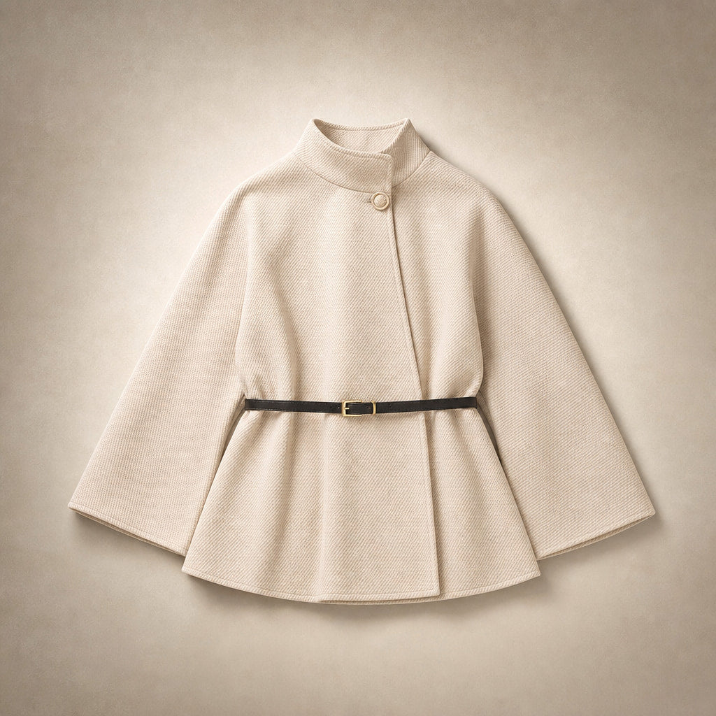 LEA - Chic Butterfly Jacket with Belt Apricot – Flat Lay Product Photo