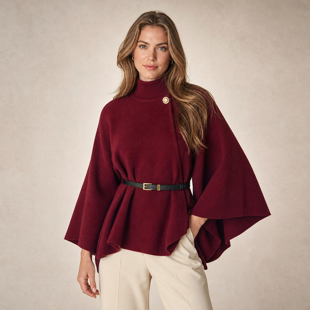 LEA - Chic Butterfly Jacket with Belt Burgundy – Product Photo