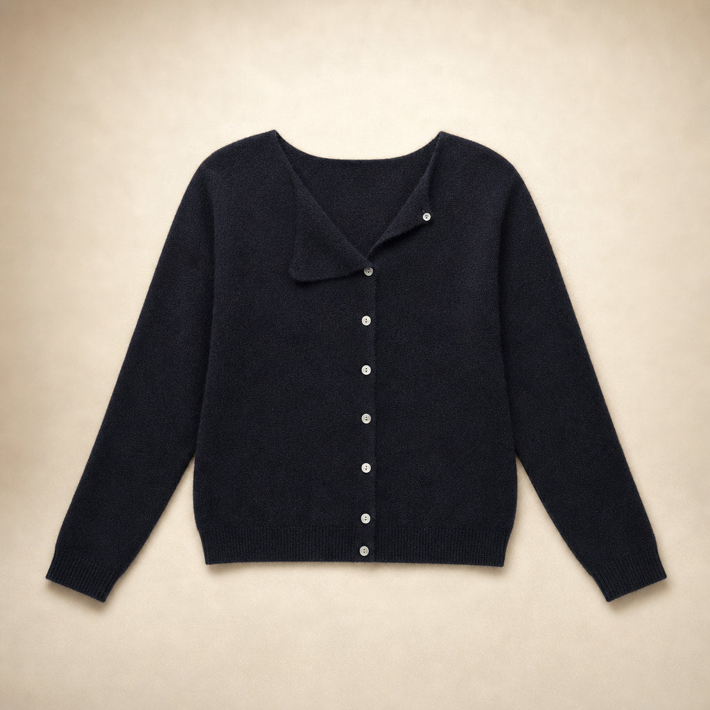 Lightweight Buttoned Womens Stretch Sweater Black – Product Photo