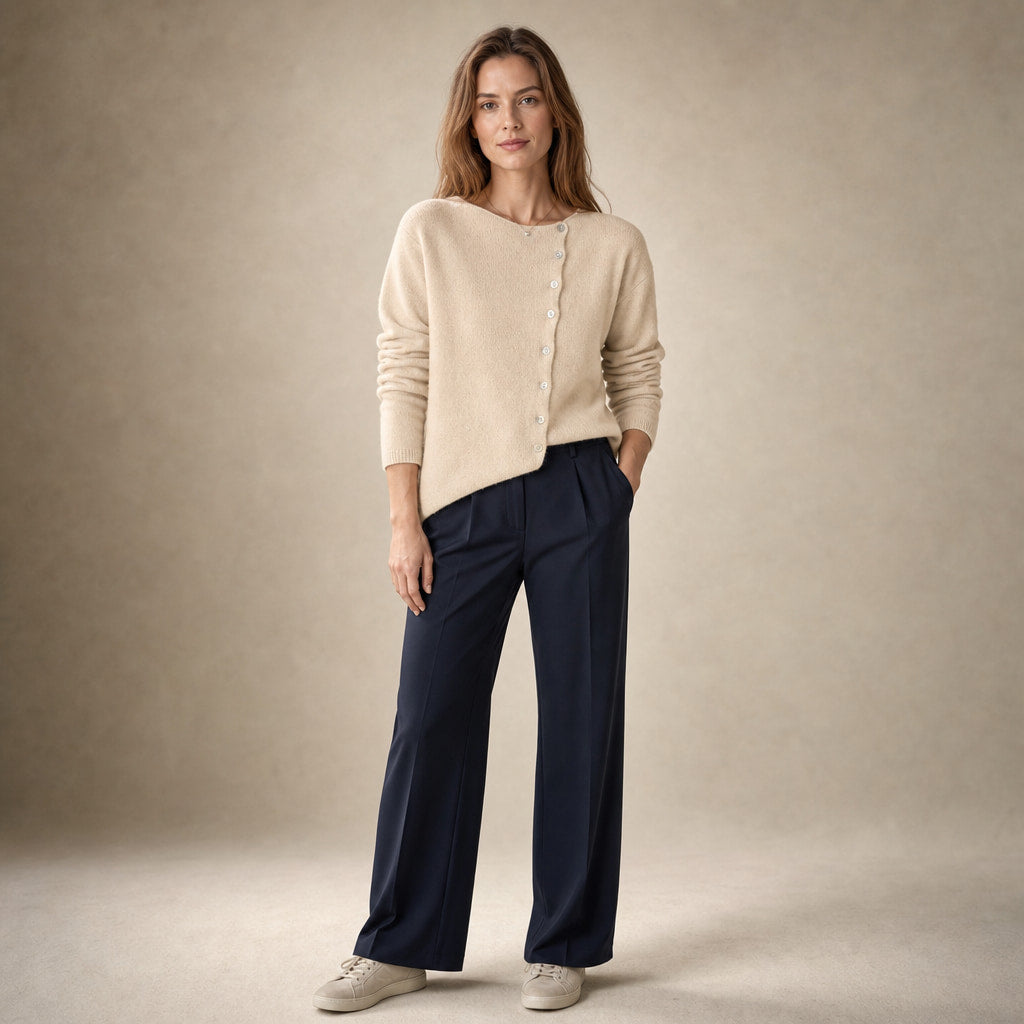 Lightweight Buttoned Womens Stretch Sweater in Cream – Mampierimoda Premium Womenswear