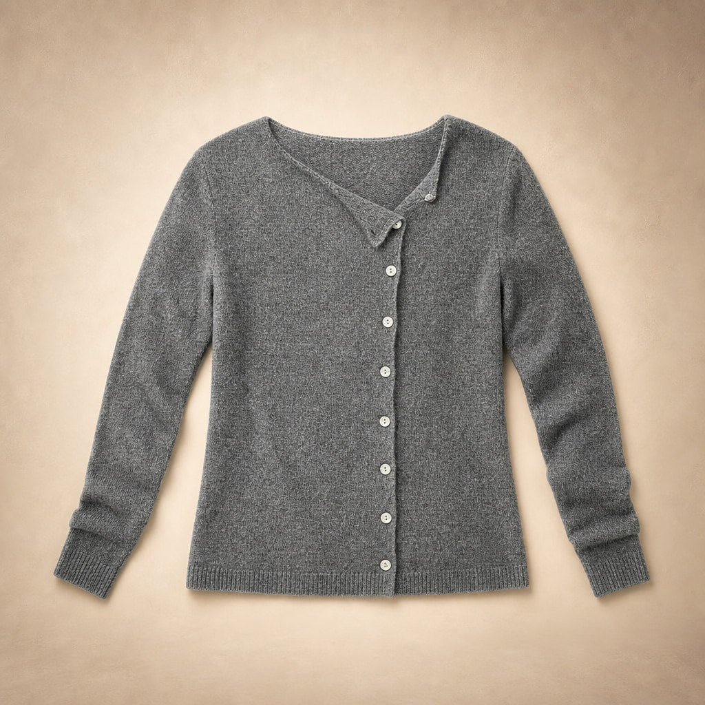 Lightweight Buttoned Womens Stretch Sweater Gray – Product Photo