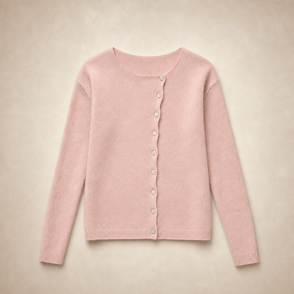 Lightweight Buttoned Womens Stretch Sweater Pink – Product Photo