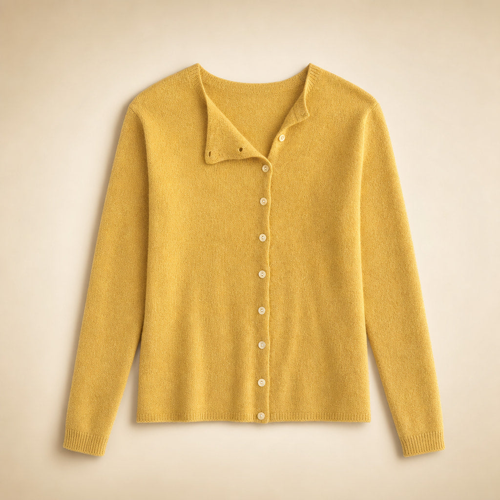 Lightweight Buttoned Womens Stretch Sweater Yellow – Product Photo