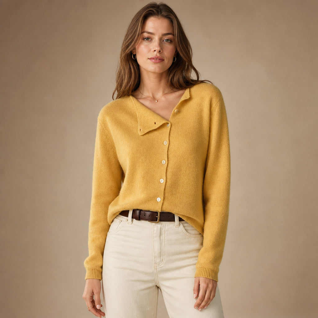 Lightweight Buttoned Womens Stretch Sweater in Yellow – Mampierimoda Premium Womenswear
