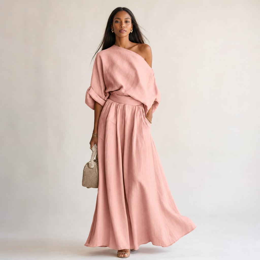 Linen Two Piece Set Women Pink – Product Photo