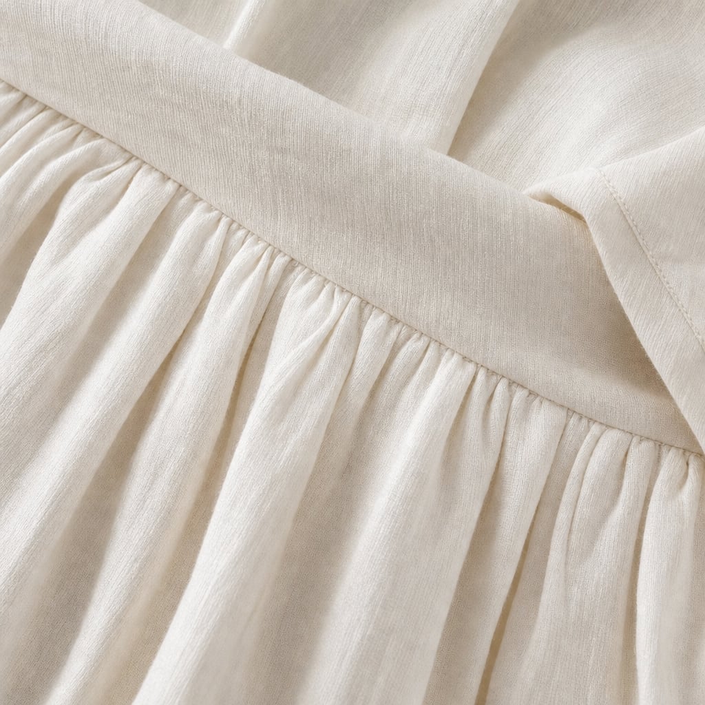 Linen Two Piece Set Women White – Fabric and Detail Close-Up