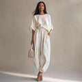 Linen Two Piece Set Women White – Product Photo