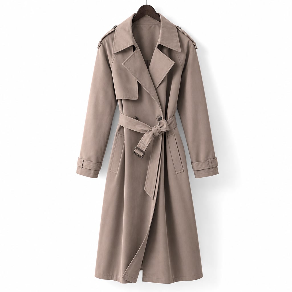 Longline Trench Coat 100% Polyester Oversized Fit Mocha Mocha – Product Photo