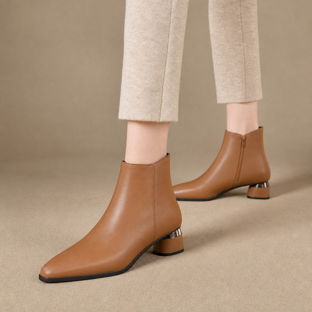 Comfortable And Warm Leather Boots in Brown – Mampierimoda Premium Womenswear