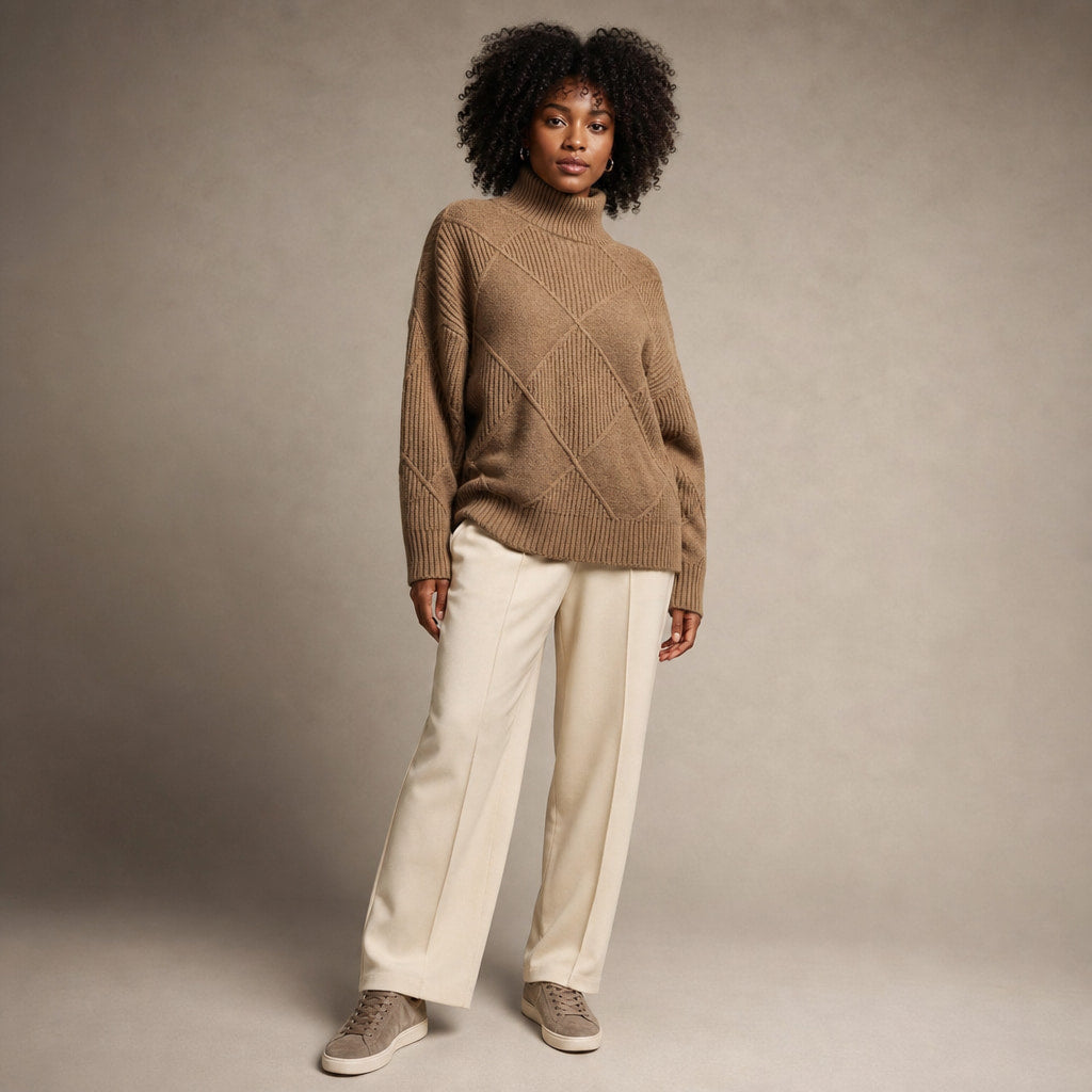 Lucy Knit Merino Sweater Mocha Brown – Side Angle View