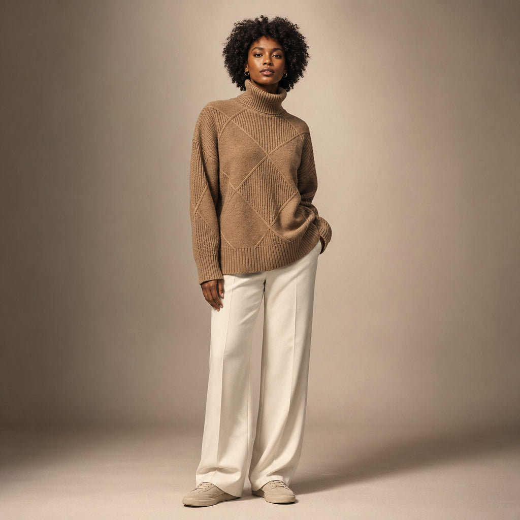 Lucy Knit Merino Sweater Mocha Brown – Full Look