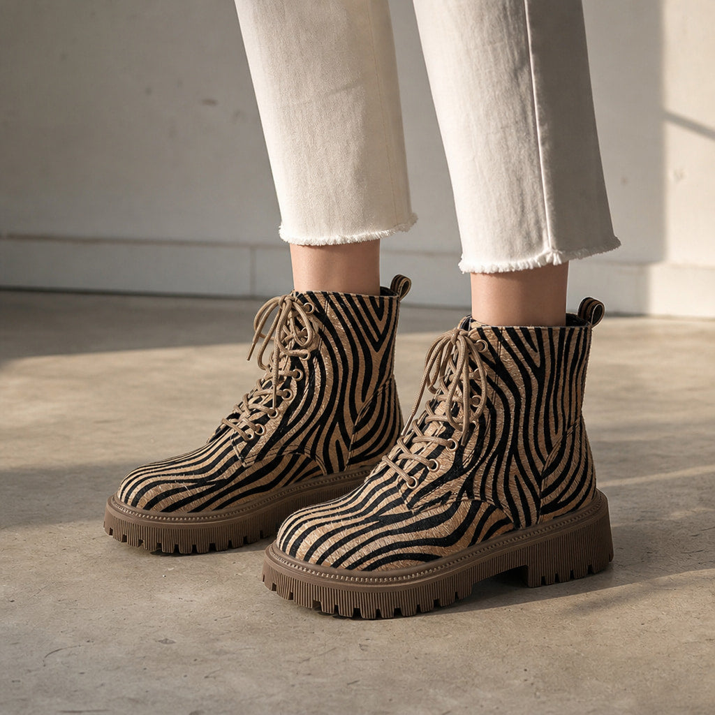 Comfortable And Warm Zebra Print Boots