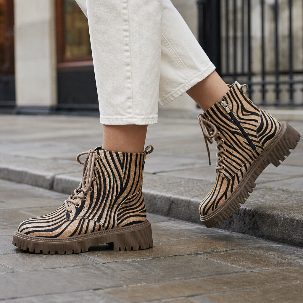 Comfortable And Warm Zebra Print Boots – Styled Editorial Shot