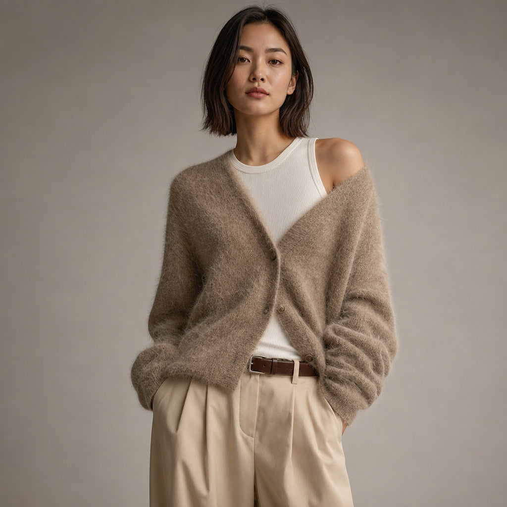 Luxurious Cardigan For Women in Coffee – Mampierimoda Premium Womenswear