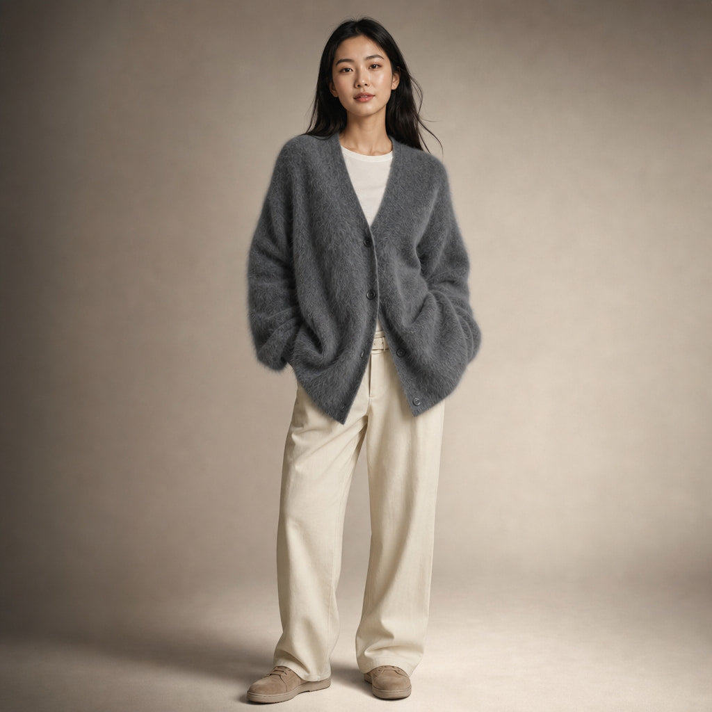 Luxurious Cardigan For Women in Dark Grey – Mampierimoda Premium Womenswear