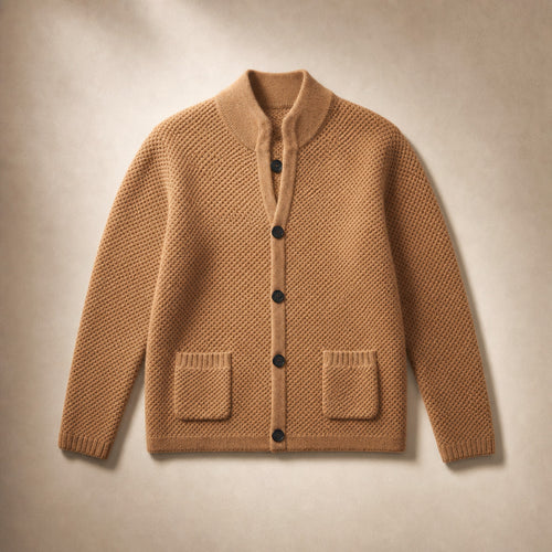 Luxurious Cosy Cardigan - Soft Knit Open-Front Sweater Camel – Product Photo