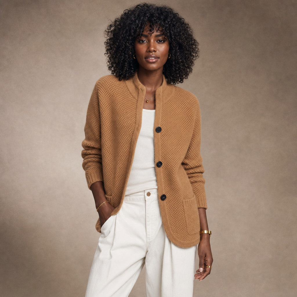 Luxurious Cosy Cardigan - Soft Knit Open-Front Sweater in Camel – Mampierimoda Premium Womenswear