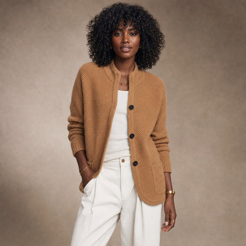 Luxurious Cosy Cardigan - Soft Knit Open-Front Sweater in Camel – Mampierimoda Premium Womenswear