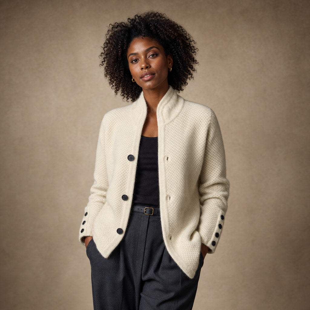 Luxurious Cosy Cardigan - Soft Knit Open-Front Sweater in White – Mampierimoda Premium Womenswear