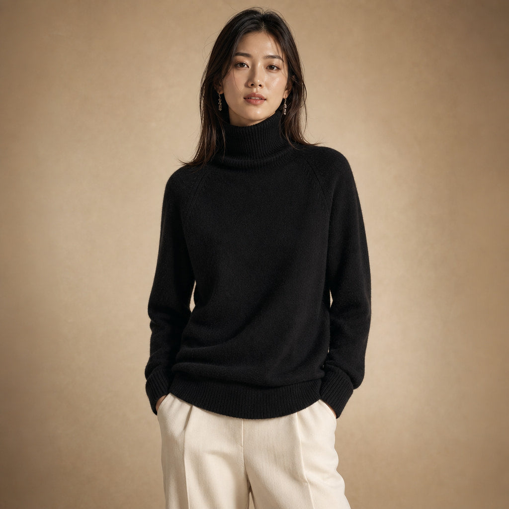 Luxurious Cozy Women's Cashmere Knit Sweater in Black – Mampierimoda Premium Womenswear