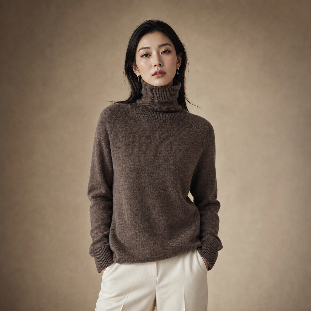 Luxurious Cozy Women's Cashmere Knit Sweater in Brown – Mampierimoda Premium Womenswear