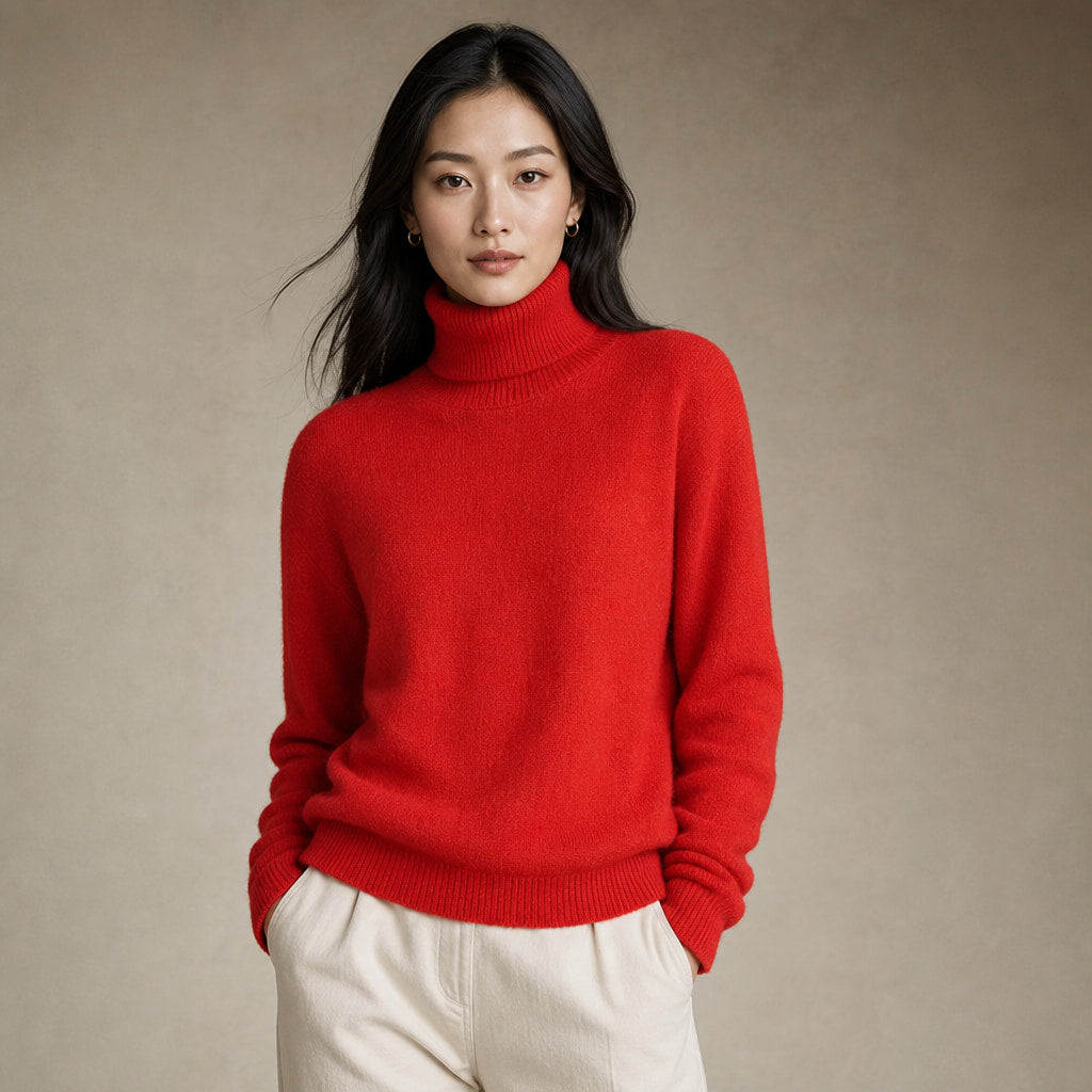 Luxurious Cozy Women's Cashmere Knit Sweater in Red – Mampierimoda Premium Womenswear