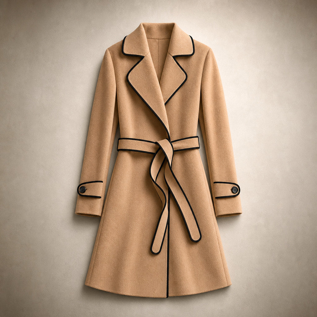 Madison Wool Coat Champagne Beige – Flat Lay Product Photo