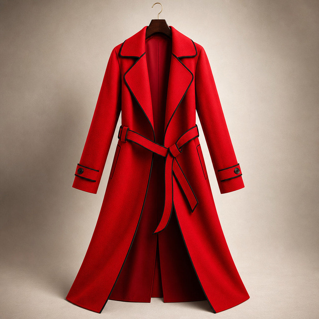 Madison Wool Coat Crimson Red – Product Photo