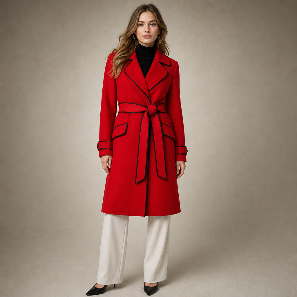 Madison Wool Coat in Crimson Red – Mampierimoda Premium Womenswear