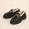 Marcia Fleece Lined Platform Loafers Black & Gold – Product Photo