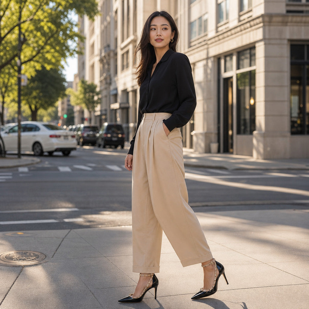 Martina Gold Studded Patent Pumps Black – Styled Editorial Shot