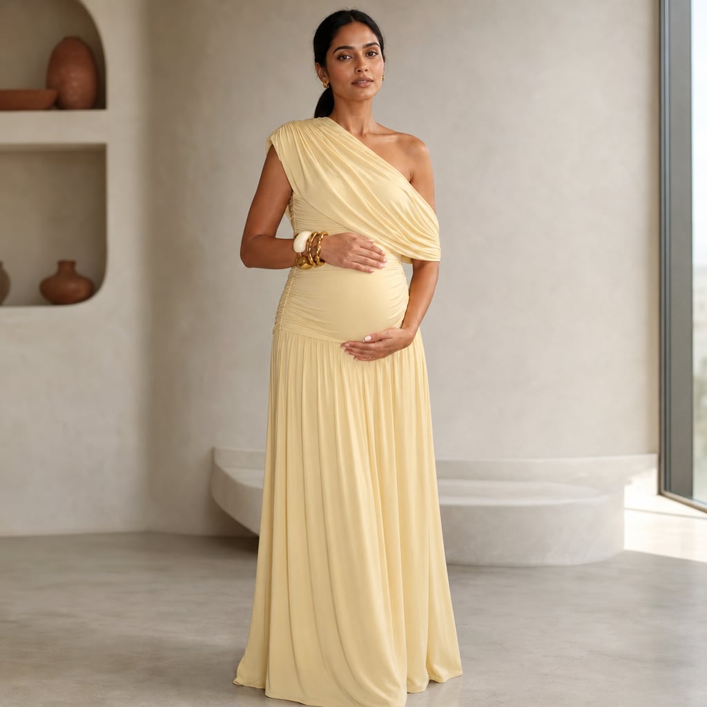 Maternity Maxi Dress Apricot – Styled Editorial Shot