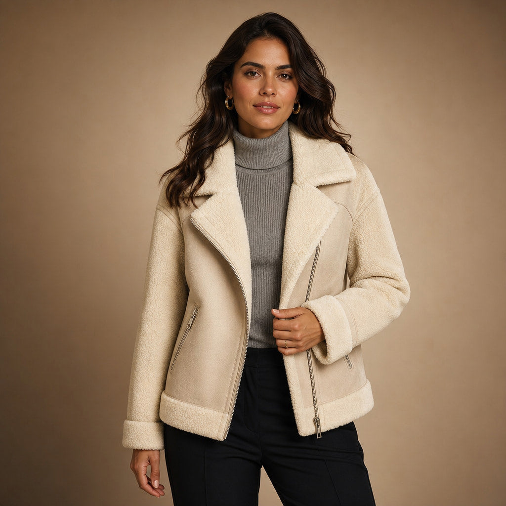 Matilda Couture Suede Jacket Cream Beige – Product Photo