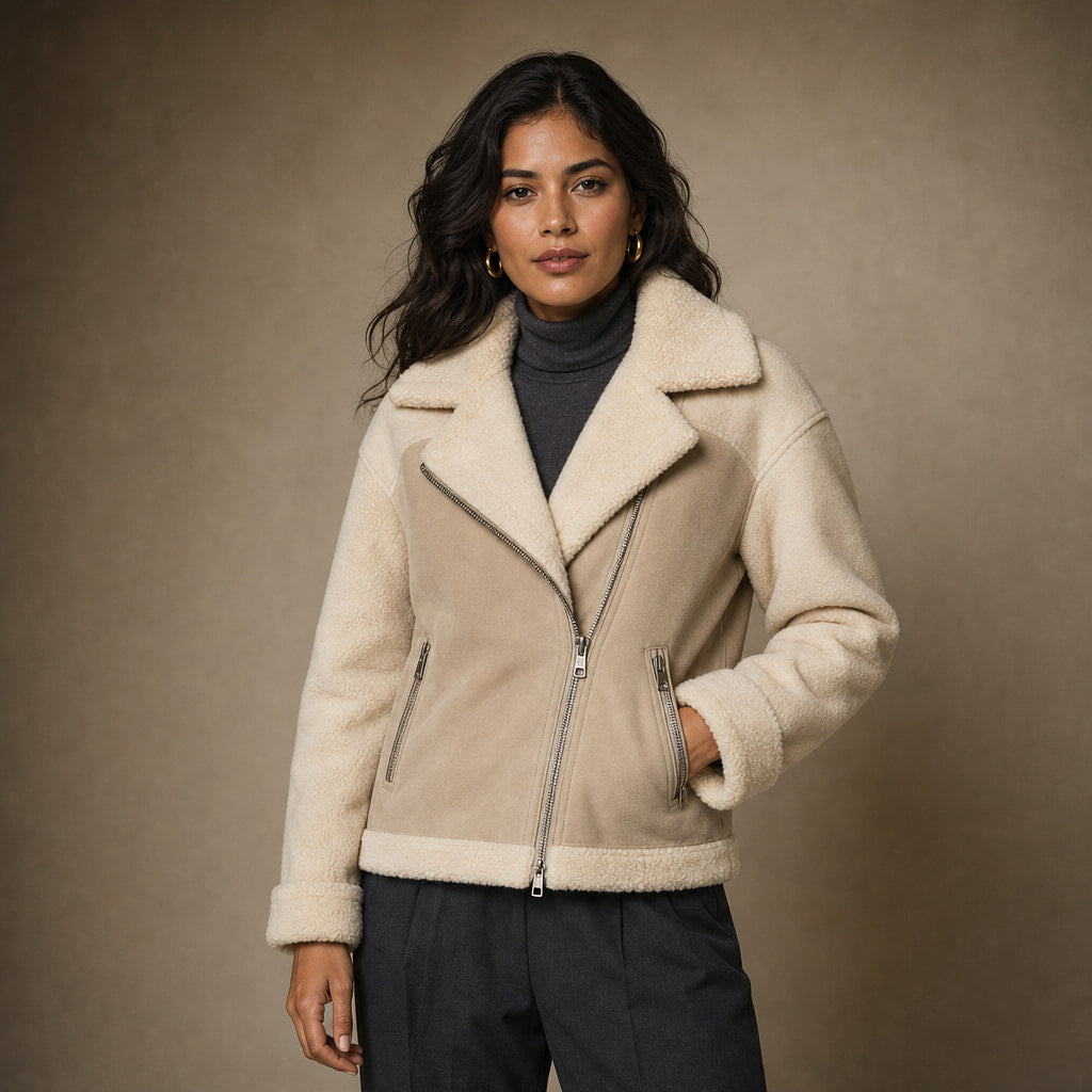 Matilda Couture Suede Jacket in Cream Beige – Mampierimoda Premium Womenswear