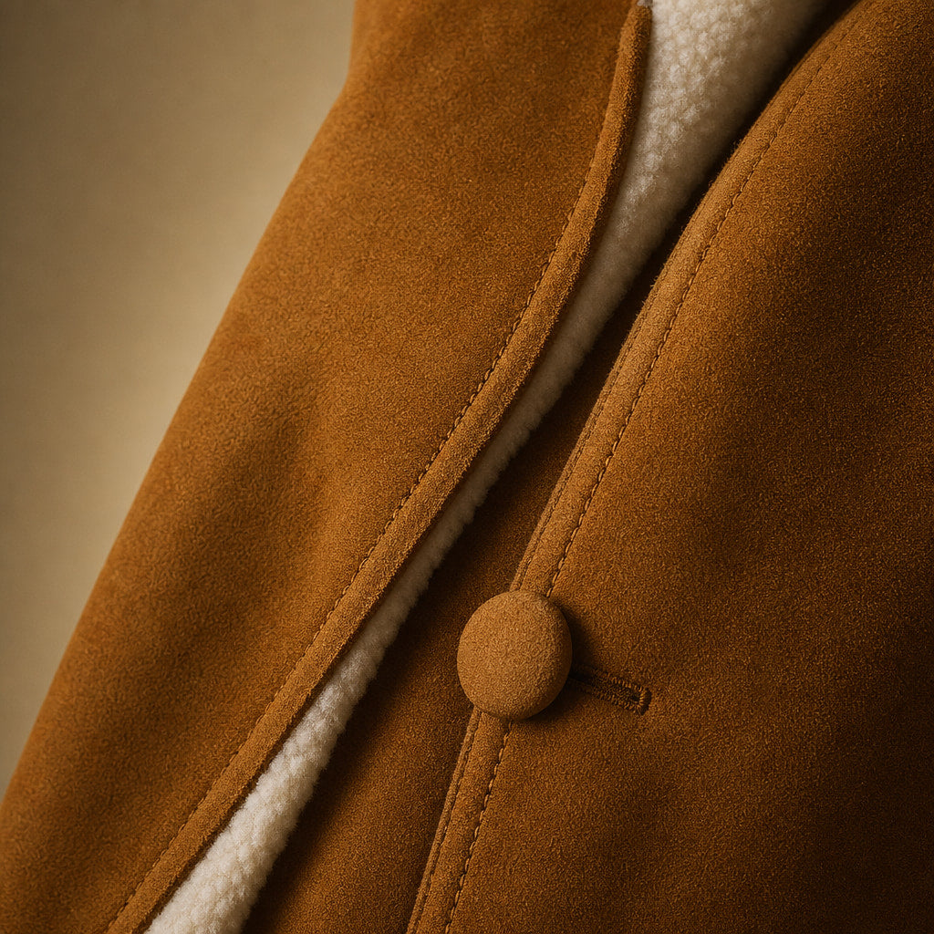 Matilda Couture Suede Jacket Mocha Brown – Fabric and Detail Close-Up