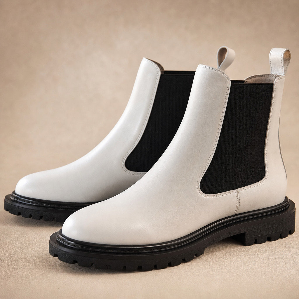 Comfortable And Warm Two-Tone Ankle Boots – Fabric and Detail Close-Up
