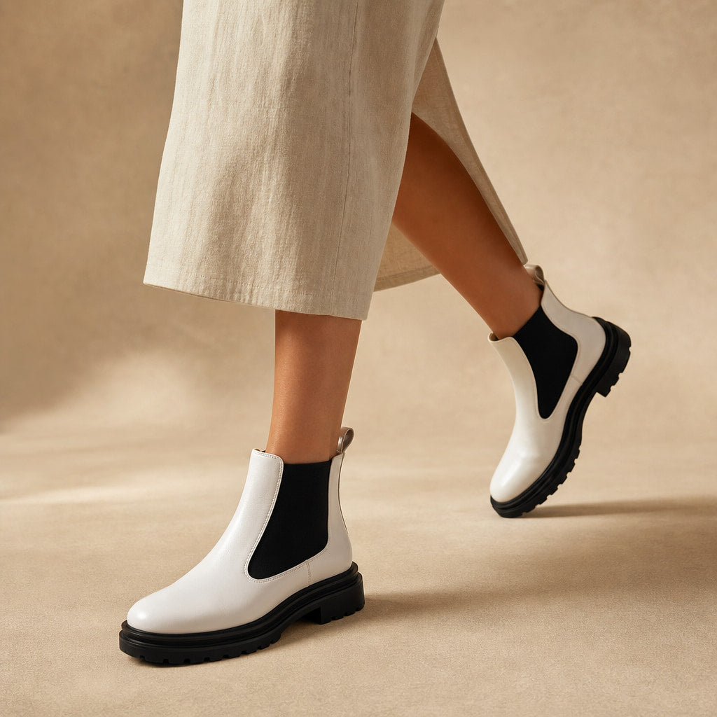 Comfortable And Warm Two-Tone Ankle Boots – Product Photo