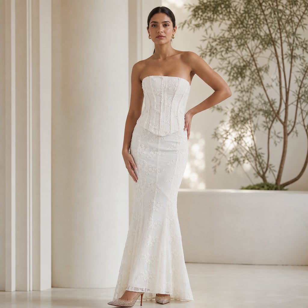 Mermaid Maxi Dress White – Styled Editorial Shot