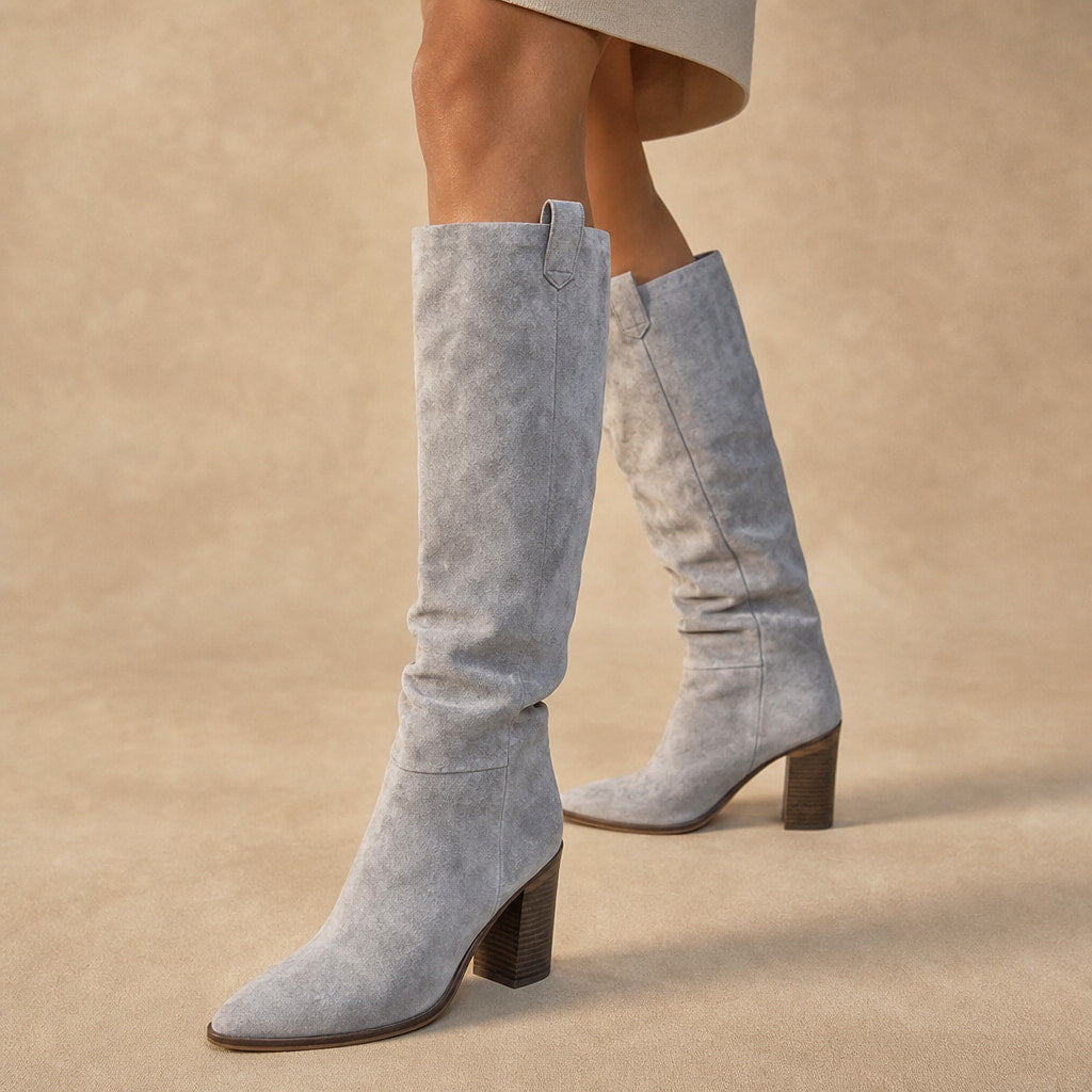 Natasha - Women's Knee High Tall Boots in Gray – Mampierimoda Premium Womenswear