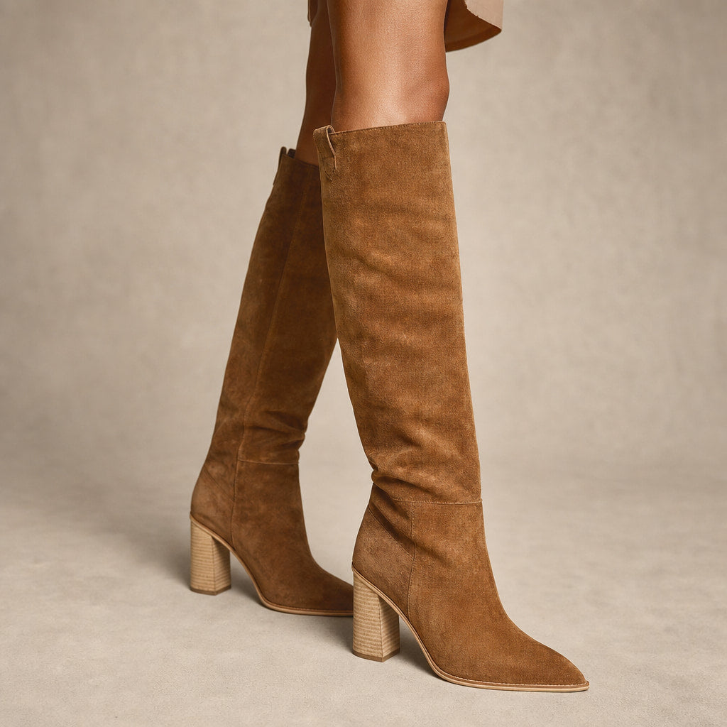 Natasha - Women's Knee High Tall Boots Light Brown – Product Photo
