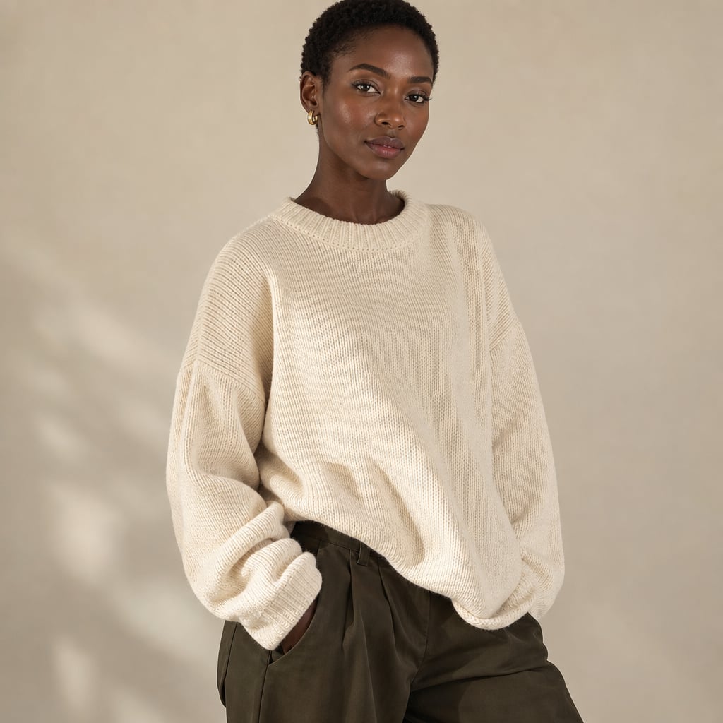 Nikova Knit Jumper Cream Cream – Side Angle View