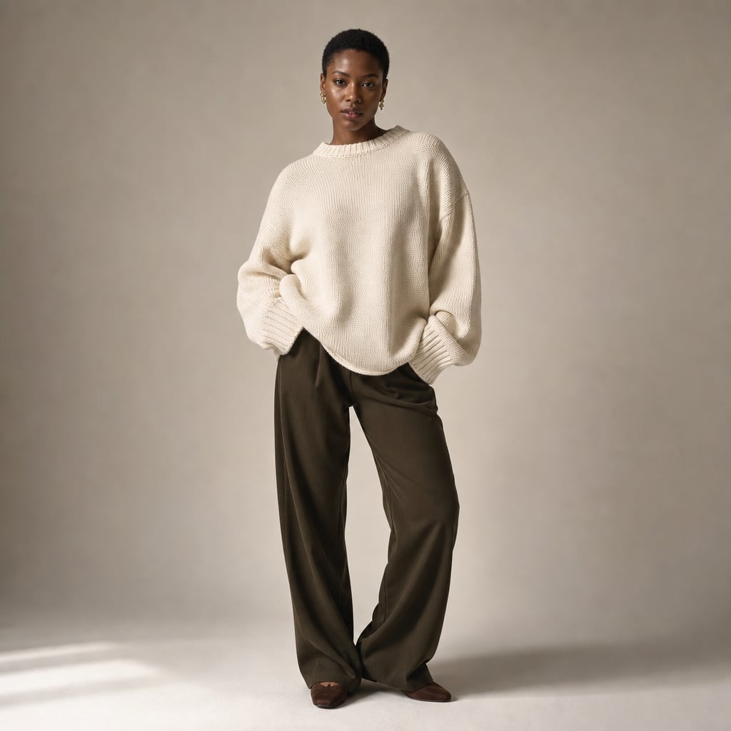 Nikova Knit Jumper Cream Cream – Full Look
