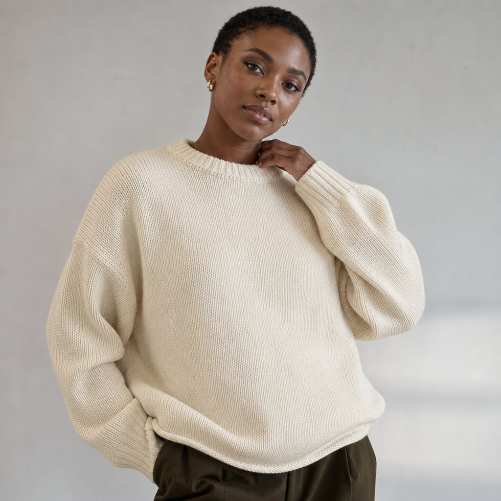 Nikova Knit Jumper Cream Cream – Styled Editorial Shot