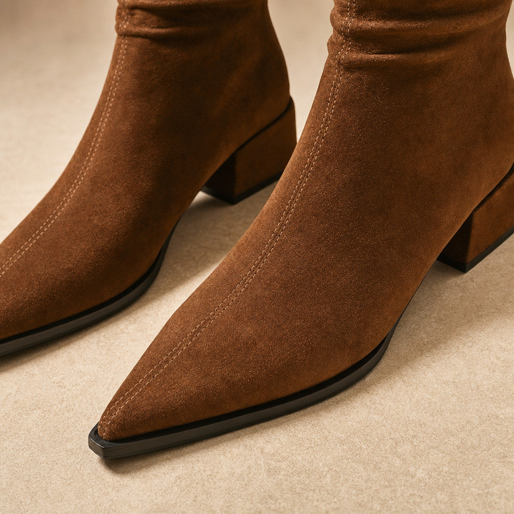 Comfortable And Elegant Women's Boots Brown – Fabric and Detail Close-Up
