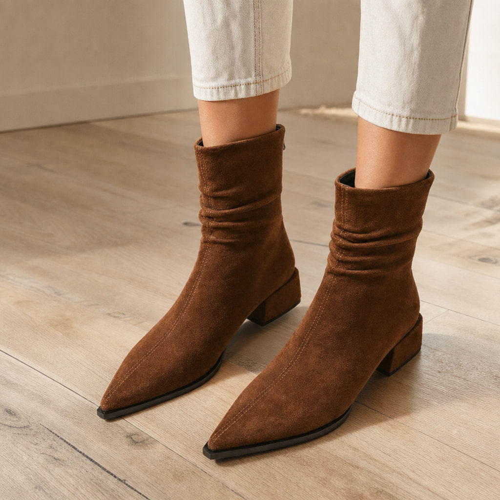 Comfortable And Elegant Women's Boots Brown – Styled Editorial Shot, Detail