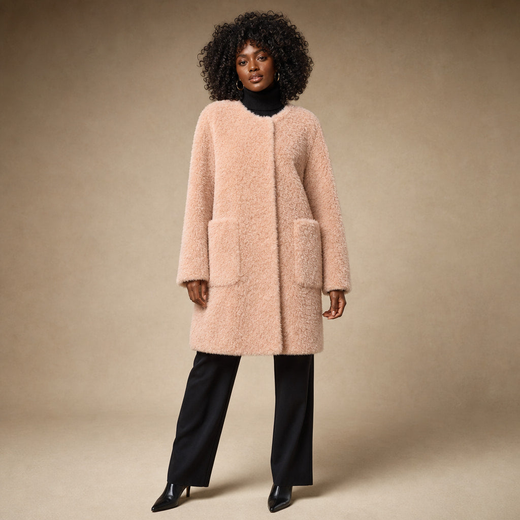 Olivia Couture Shearling Coat in Blossom Pink – Mampierimoda Premium Womenswear