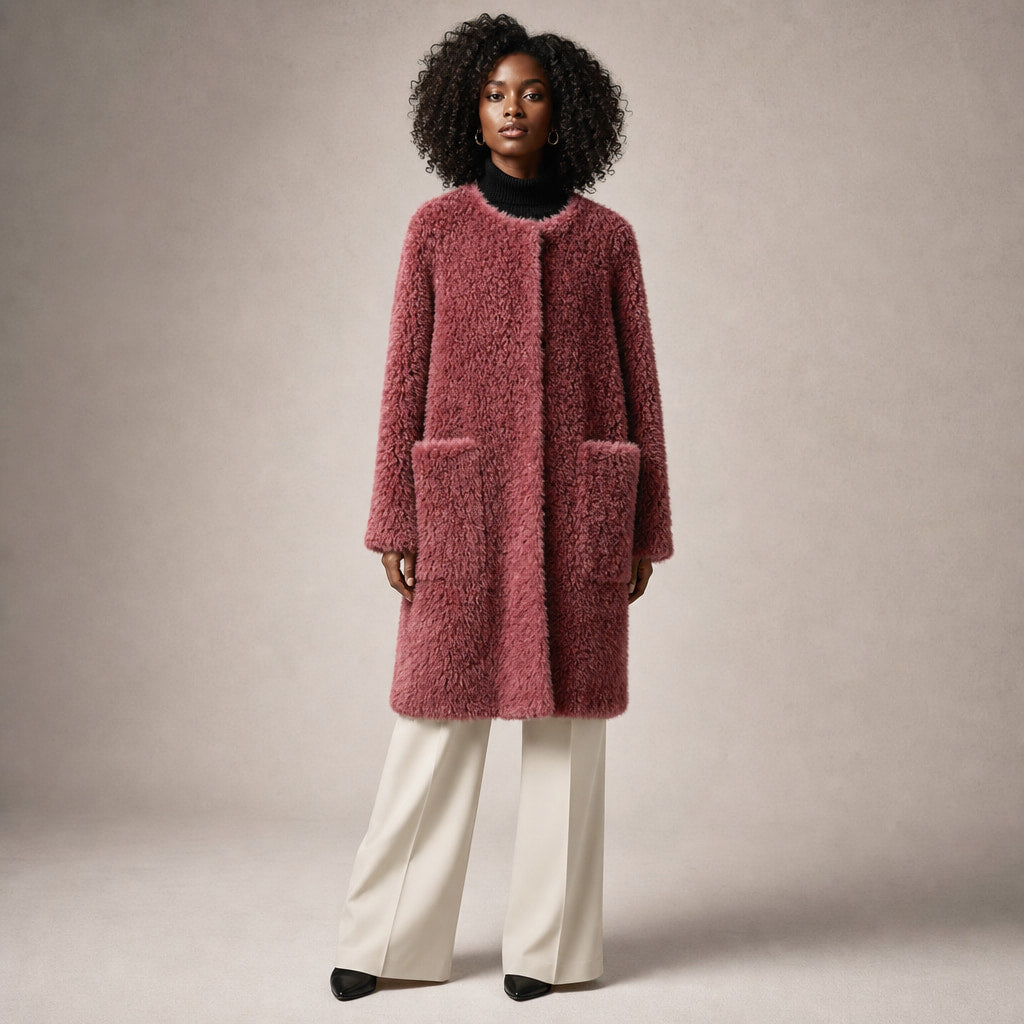 Olivia Couture Shearling Coat in Crimson Red – Mampierimoda Premium Womenswear